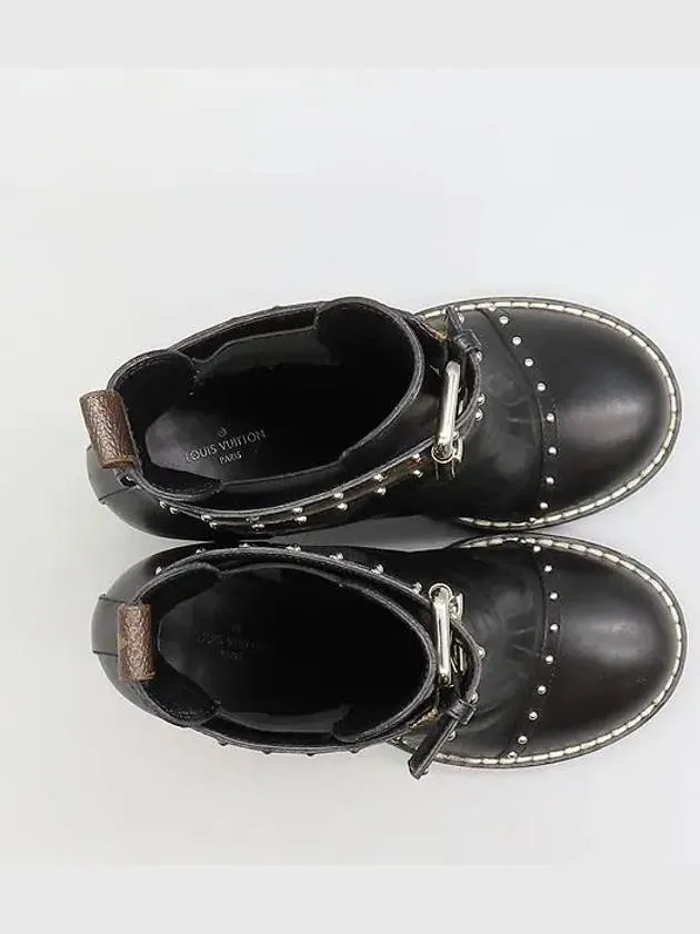 1A4G5X Black Leather Monogram Stud Shoes Heel Boots