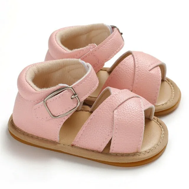 2019 Baby Summer Shoes Newborn Infant Baby Girls Boys Shoes Solid Non-slip PU Leather Breathable Toddler Shoes 0-18M