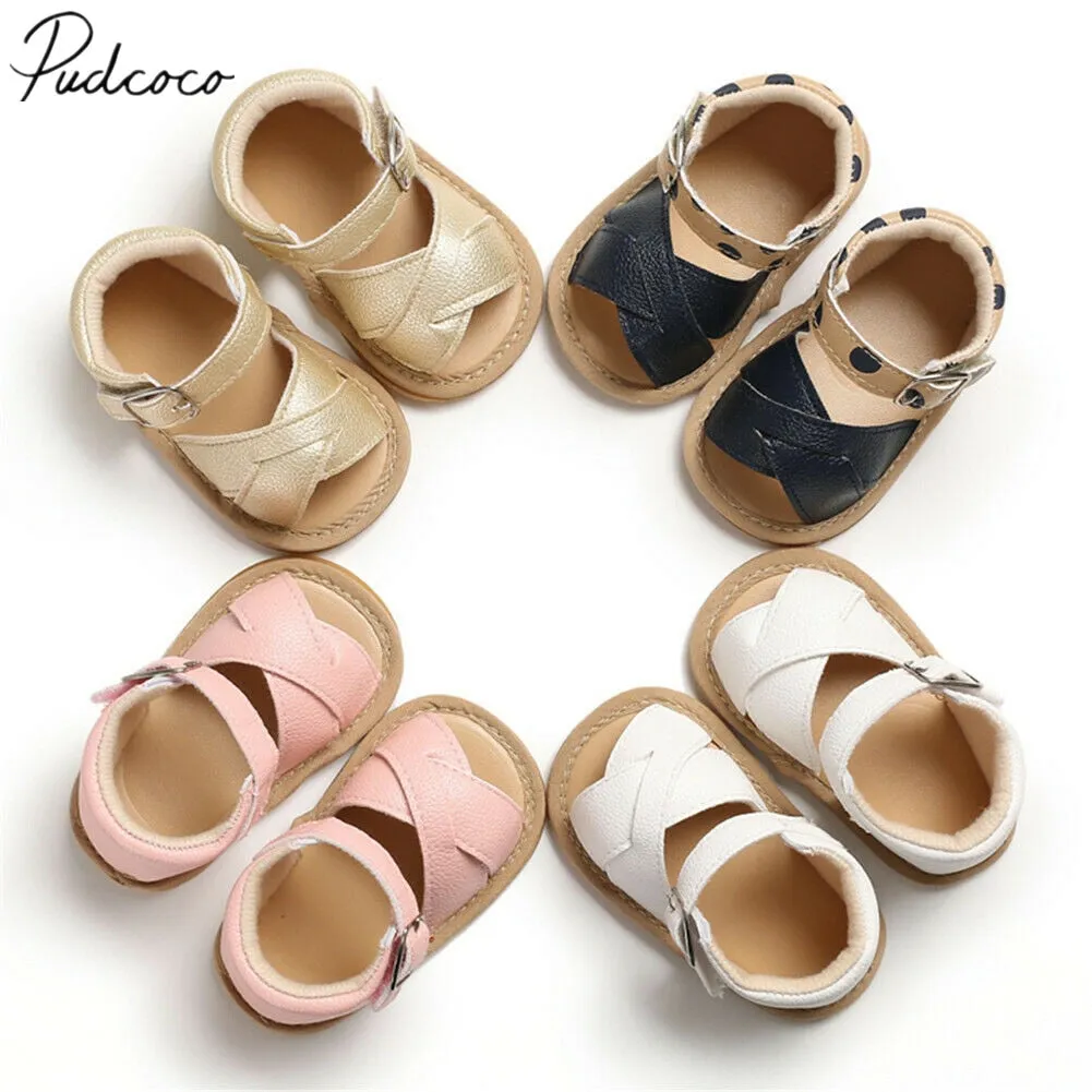 2019 Baby Summer Shoes Newborn Infant Baby Girls Boys Shoes Solid Non-slip PU Leather Breathable Toddler Shoes 0-18M