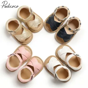 2019 Baby Summer Shoes Newborn Infant Baby Girls Boys Shoes Solid Non-slip PU Leather Breathable Toddler Shoes 0-18M