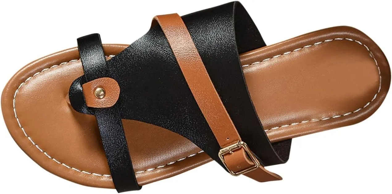 2025 Summer Trendy Thong Sandals Women, Women's Stylish Flip Flops Comfort Soft Cushion Slip On Slides Strappy Flats