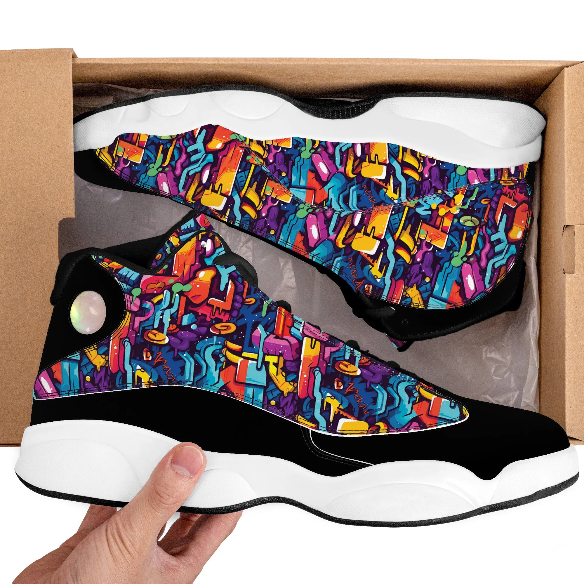3D Abstract Street Art Graffiti High-Performance Basketball Shoes