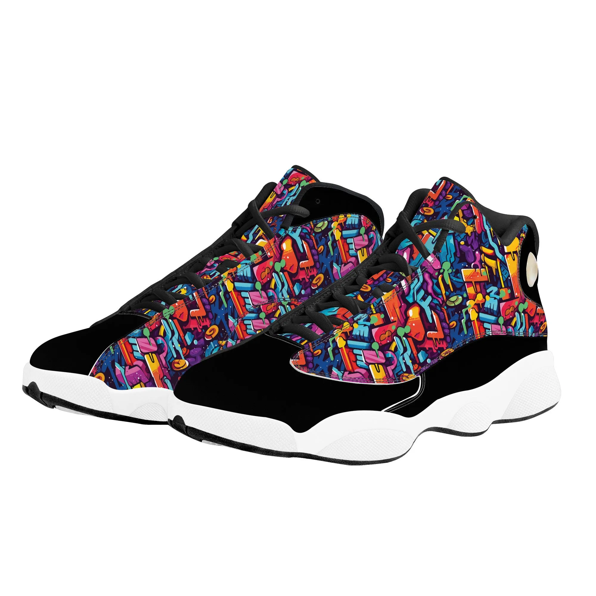 3D Abstract Street Art Graffiti High-Performance Basketball Shoes