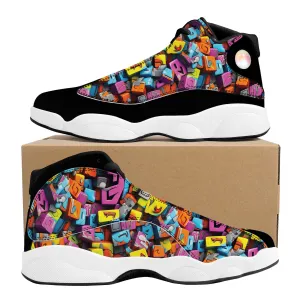 3D Graffiti Blocks in Bold Colors High-Performance Basketball Shoes