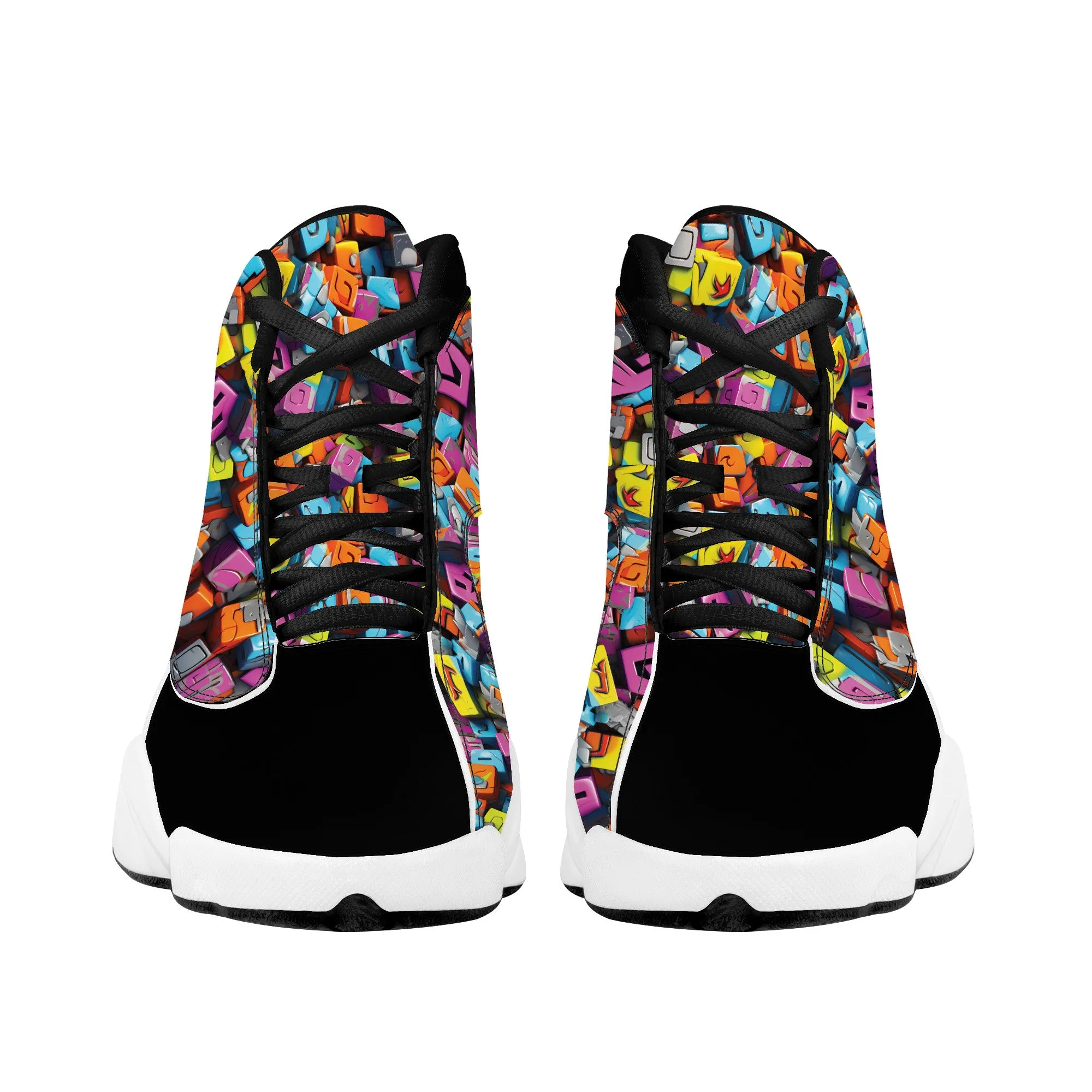 3D Graffiti Blocks in Bold Colors High-Performance Basketball Shoes