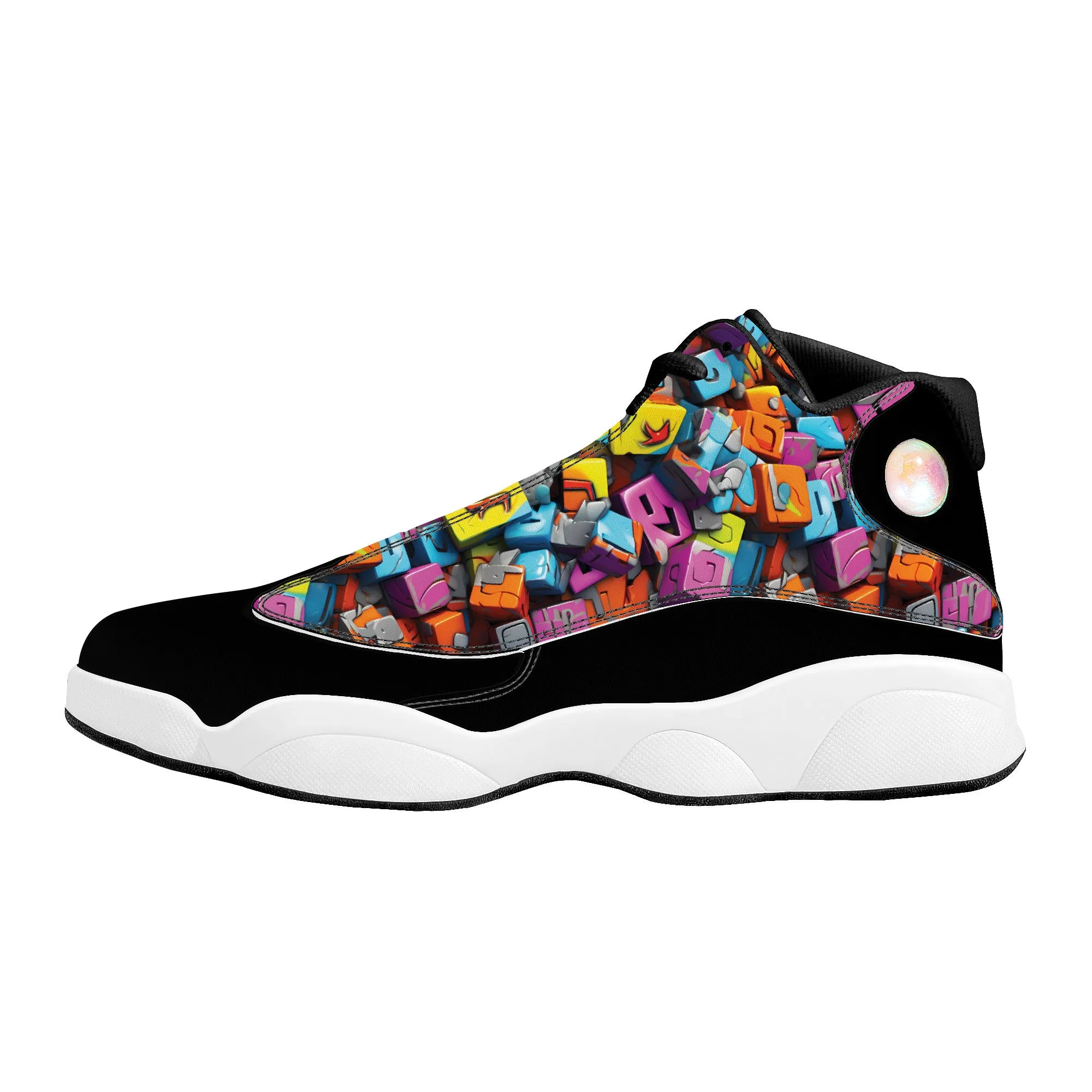 3D Graffiti Blocks in Bold Colors High-Performance Basketball Shoes