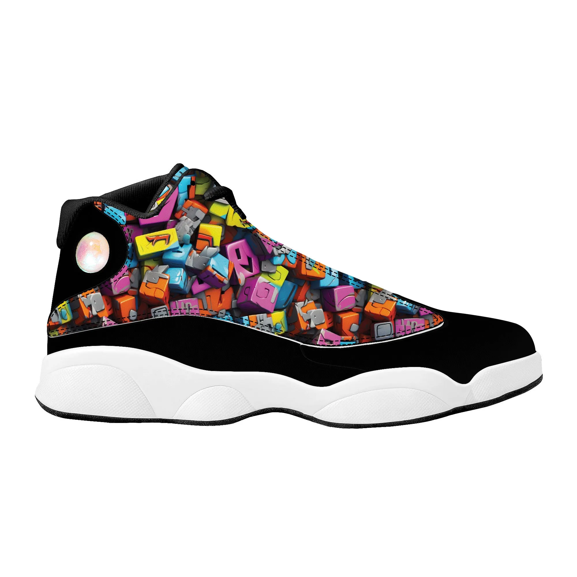 3D Graffiti Blocks in Bold Colors High-Performance Basketball Shoes