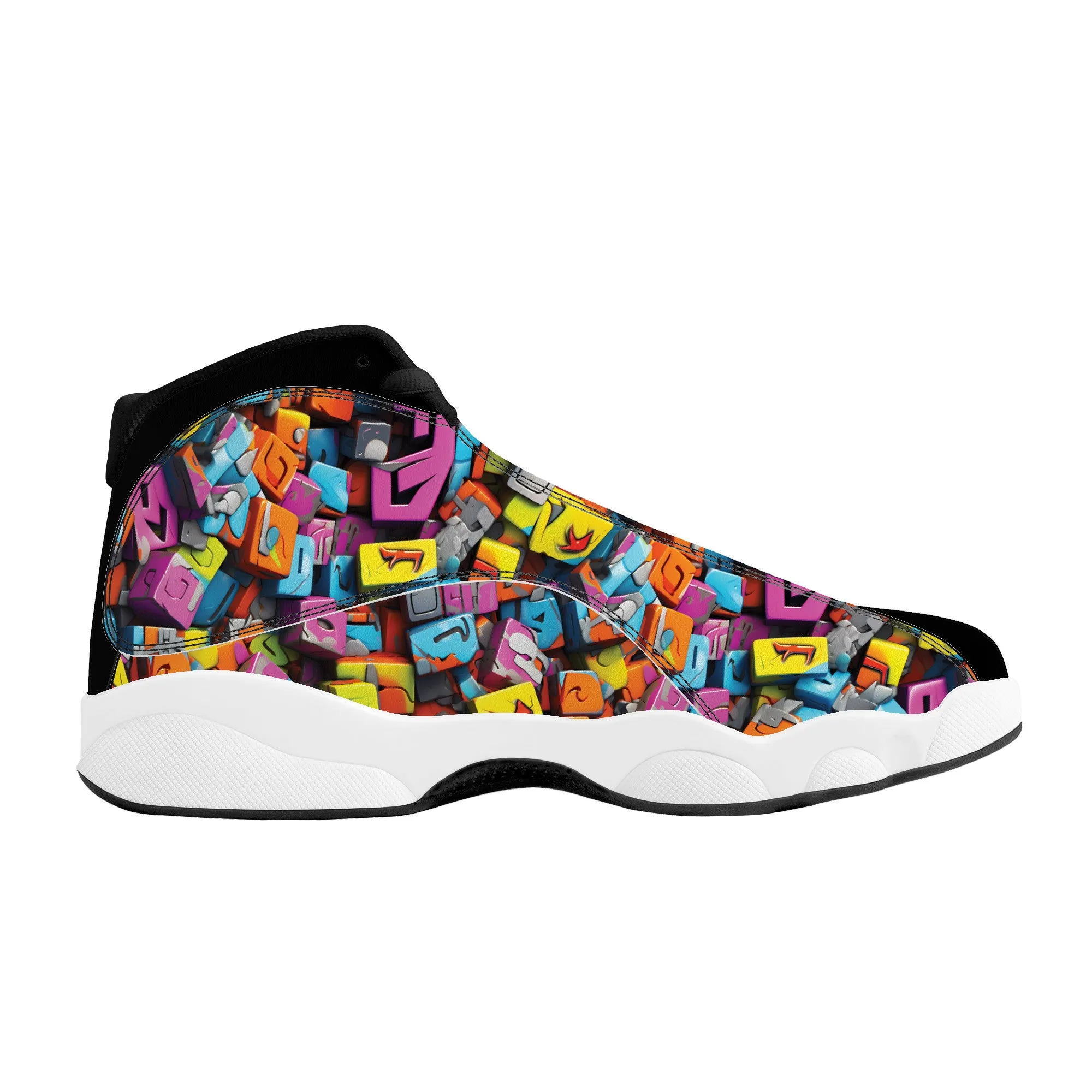 3D Graffiti Blocks in Bold Colors High-Performance Basketball Shoes