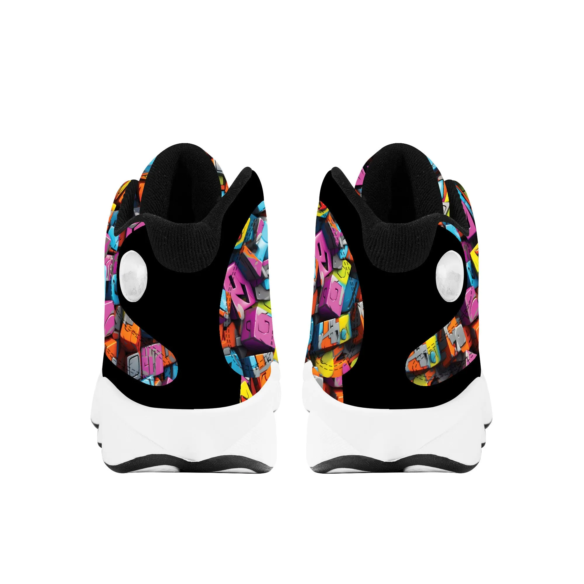 3D Graffiti Blocks in Bold Colors High-Performance Basketball Shoes