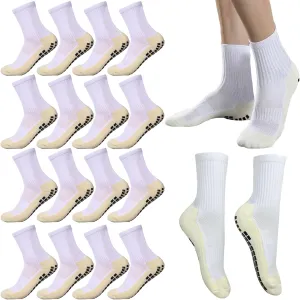 8 Pairs 9-12 Years Old Kids Soccer Grip Socks Anti Slip Athletic Socks Cushioned Football Crew Socks for Teens Boys