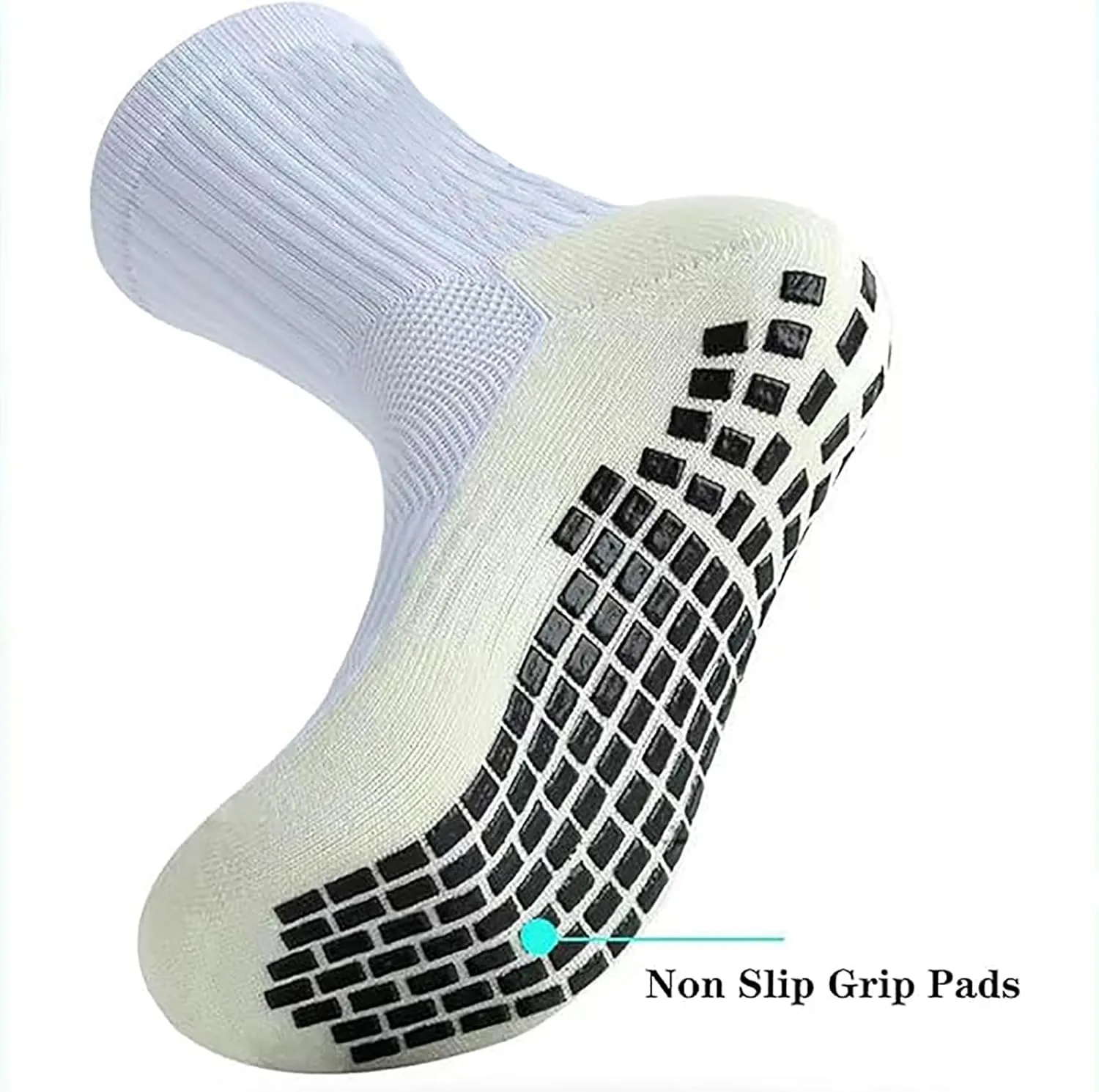8 Pairs 9-12 Years Old Kids Soccer Grip Socks Anti Slip Athletic Socks Cushioned Football Crew Socks for Teens Boys