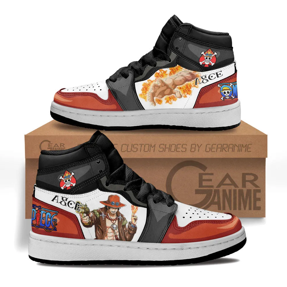 Ace Kids Sneakers Custom OP Anime Shoes For Kids
