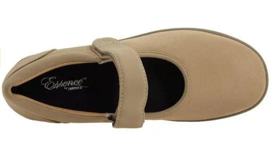 Aetrex Women's E394 Taupe Mary Jane Medium Strap On Flat Shoe
