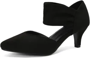 Aflngle Women's Pointed Closed Toe Kitten Low Heel Mary Jane Dress Shoes Comfortable Slip On Ankle Strap Hollow Sandals Elegant Party Wedding Bridal Pumps