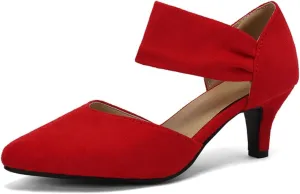 Aflngle Women's Pointed Closed Toe Kitten Low Heel Mary Jane Dress Shoes Comfortable Slip On Ankle Strap Hollow Sandals Elegant Party Wedding Bridal Pumps