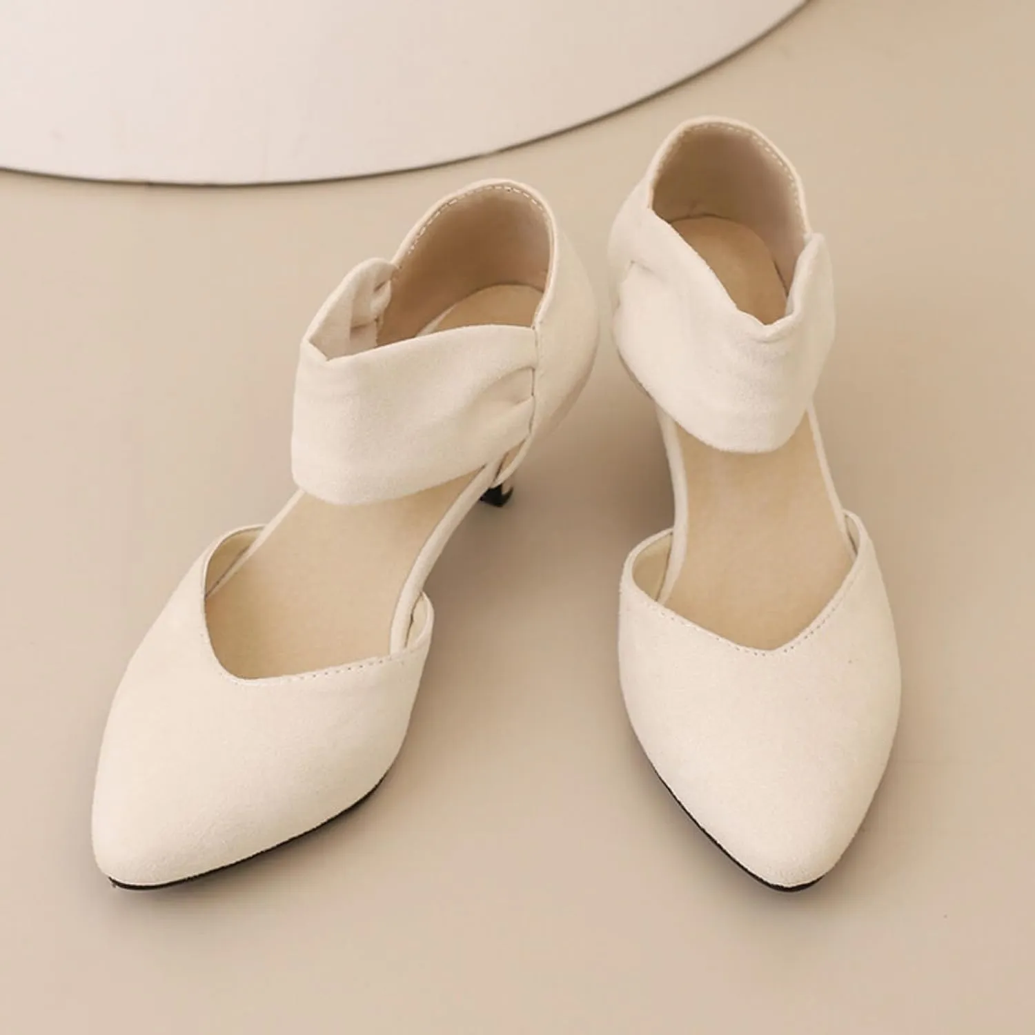 Aflngle Women's Pointed Closed Toe Kitten Low Heel Mary Jane Dress Shoes Comfortable Slip On Ankle Strap Hollow Sandals Elegant Party Wedding Bridal Pumps