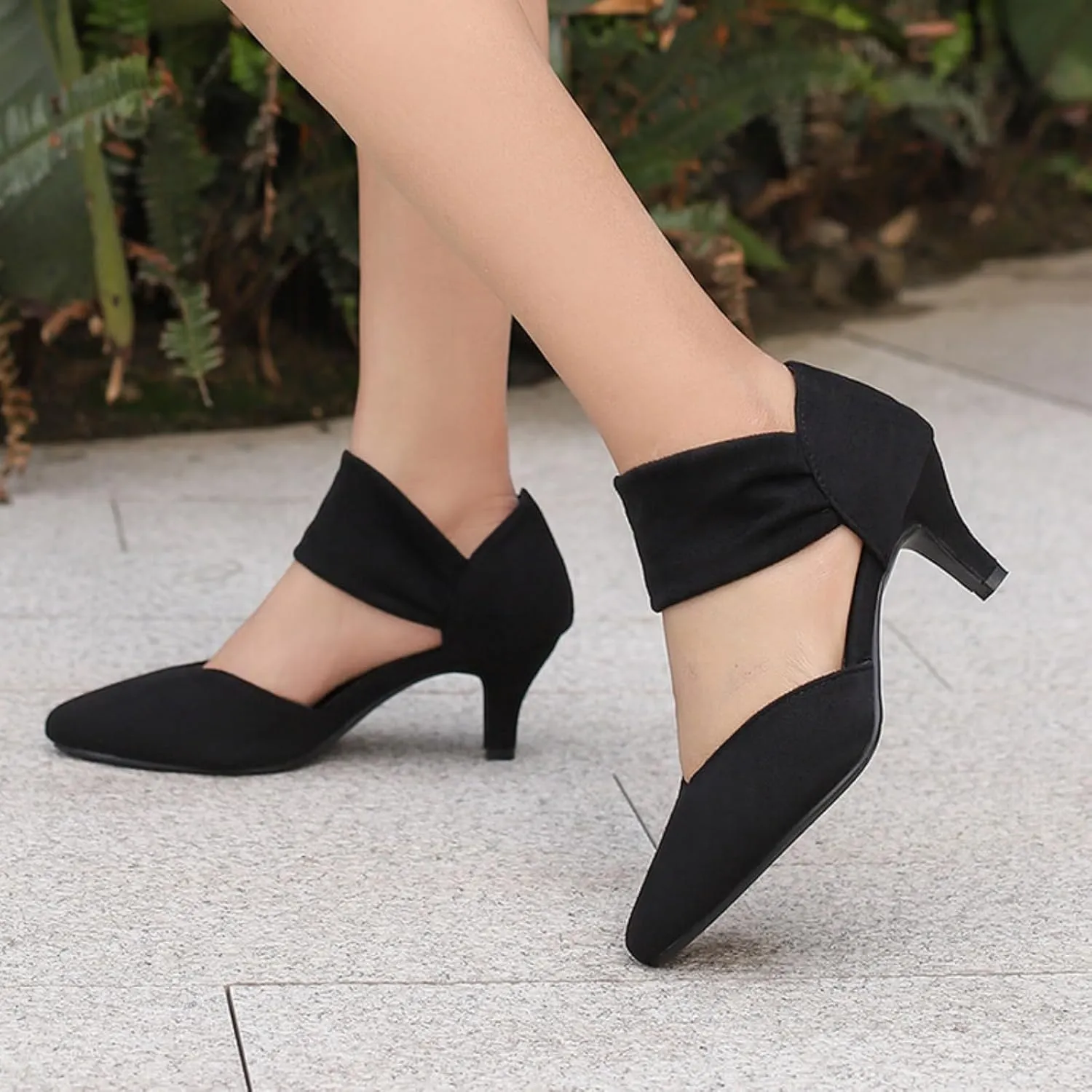 Aflngle Women's Pointed Closed Toe Kitten Low Heel Mary Jane Dress Shoes Comfortable Slip On Ankle Strap Hollow Sandals Elegant Party Wedding Bridal Pumps