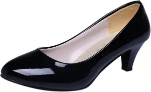 AMDBEL Flats for Women Dressy Comfortable, Women's High Heels Ballet Flats Fashion Patent Leather Pointed Toe Stiletto Slip On Dress Pump Shoes Wedding Party Pump Shoes