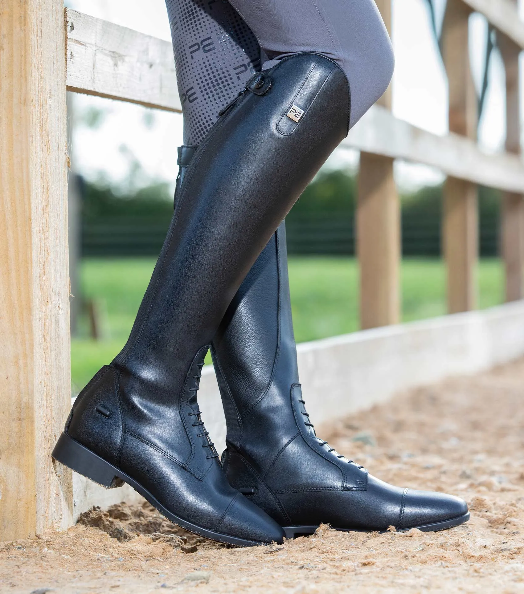 Anima Ladies Synthetic Field Tall Riding Boot Black (Wide Calf)