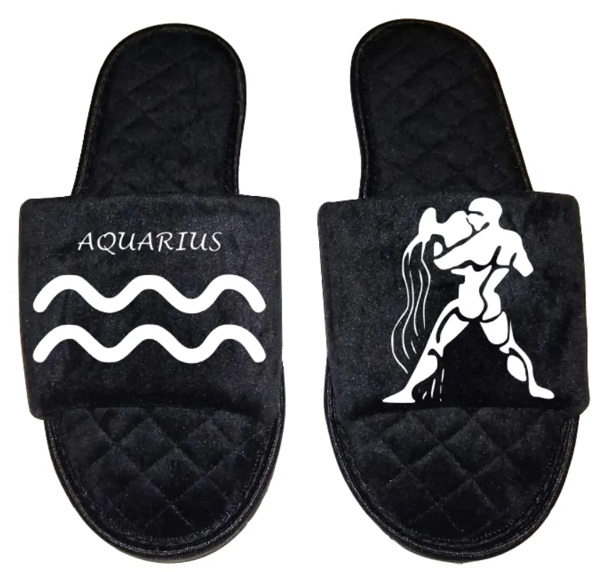 Aquarius Zodiac sign Astrology Horoscope Women's open toe Slippers House Shoes slides mom sister daughter custom gift