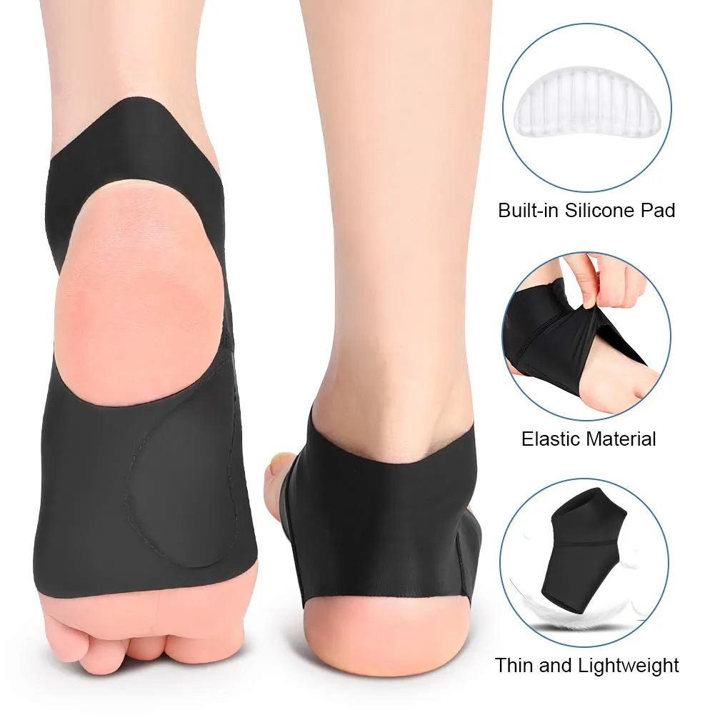 Arch Support Brace, Ankle Sleeve with Arch Support Ankle Protector Wrap with Gel Pads for Plantar Fasciitis, Heel Spurs, Feet Pain, Flat Arches Pain Relief, Fits Men and Women(1 Pair)