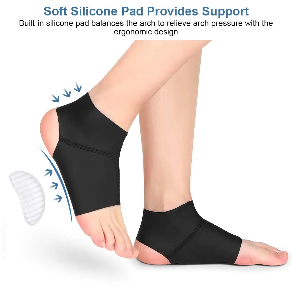 Arch Support Brace, Ankle Sleeve with Arch Support Ankle Protector Wrap with Gel Pads for Plantar Fasciitis, Heel Spurs, Feet Pain, Flat Arches Pain Relief, Fits Men and Women(1 Pair)