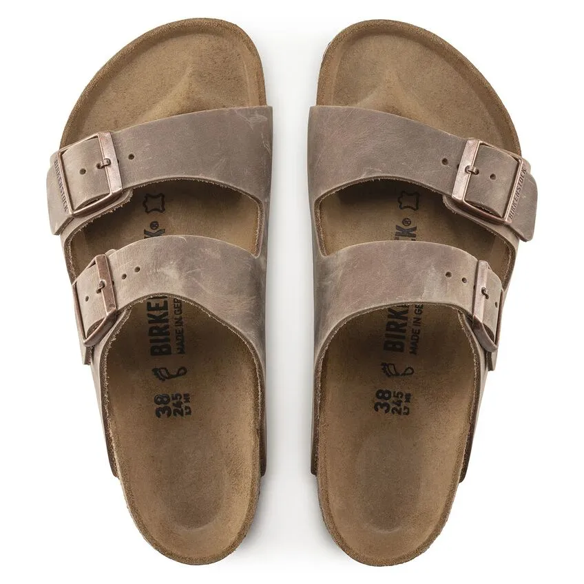 Arizona Classic Footbed Sandal in Tobacco Brown Oiled Leather