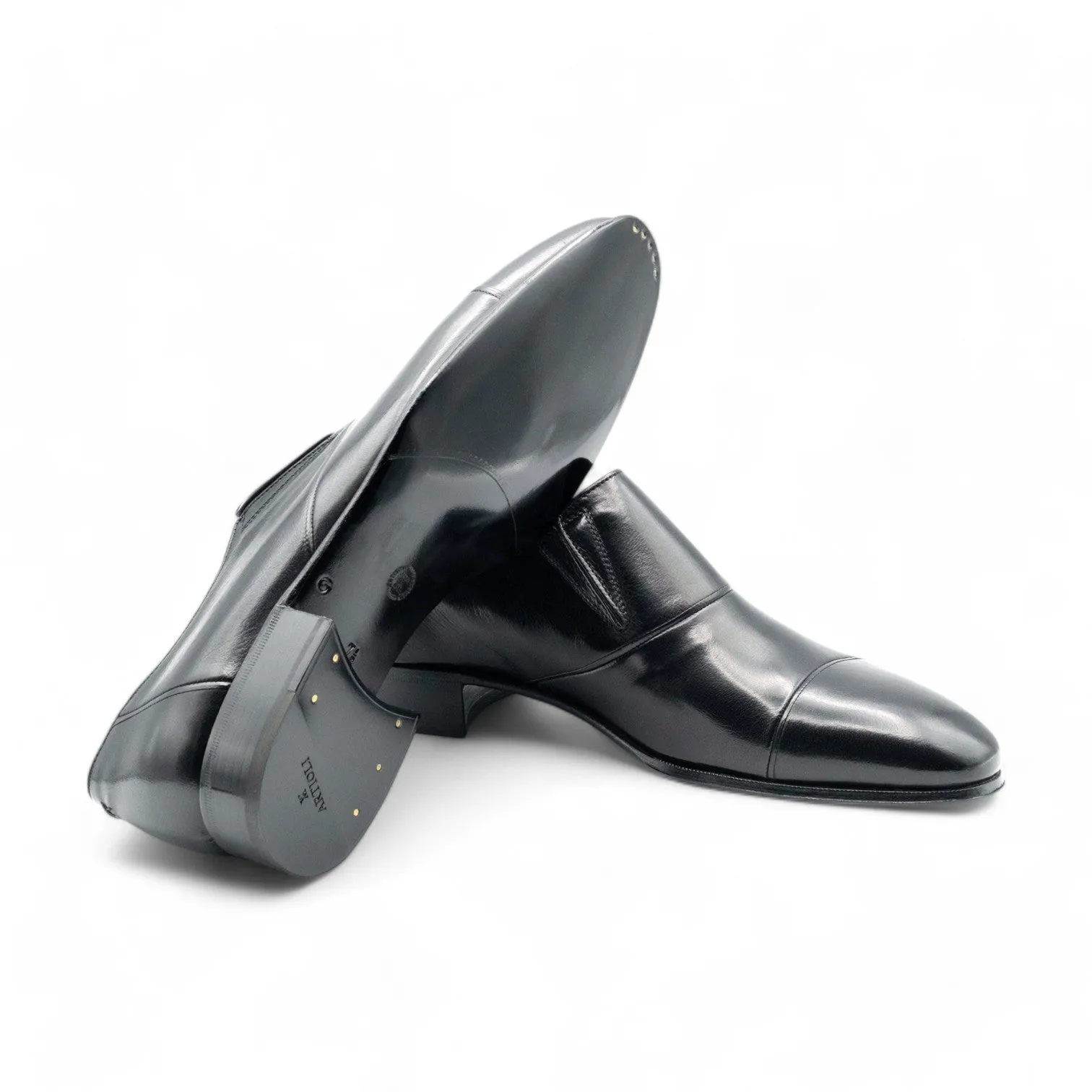 Artioli Decimo Men's Shoes Buffalo Leather Slip-On Cap-Toe Loafers (ART1057)