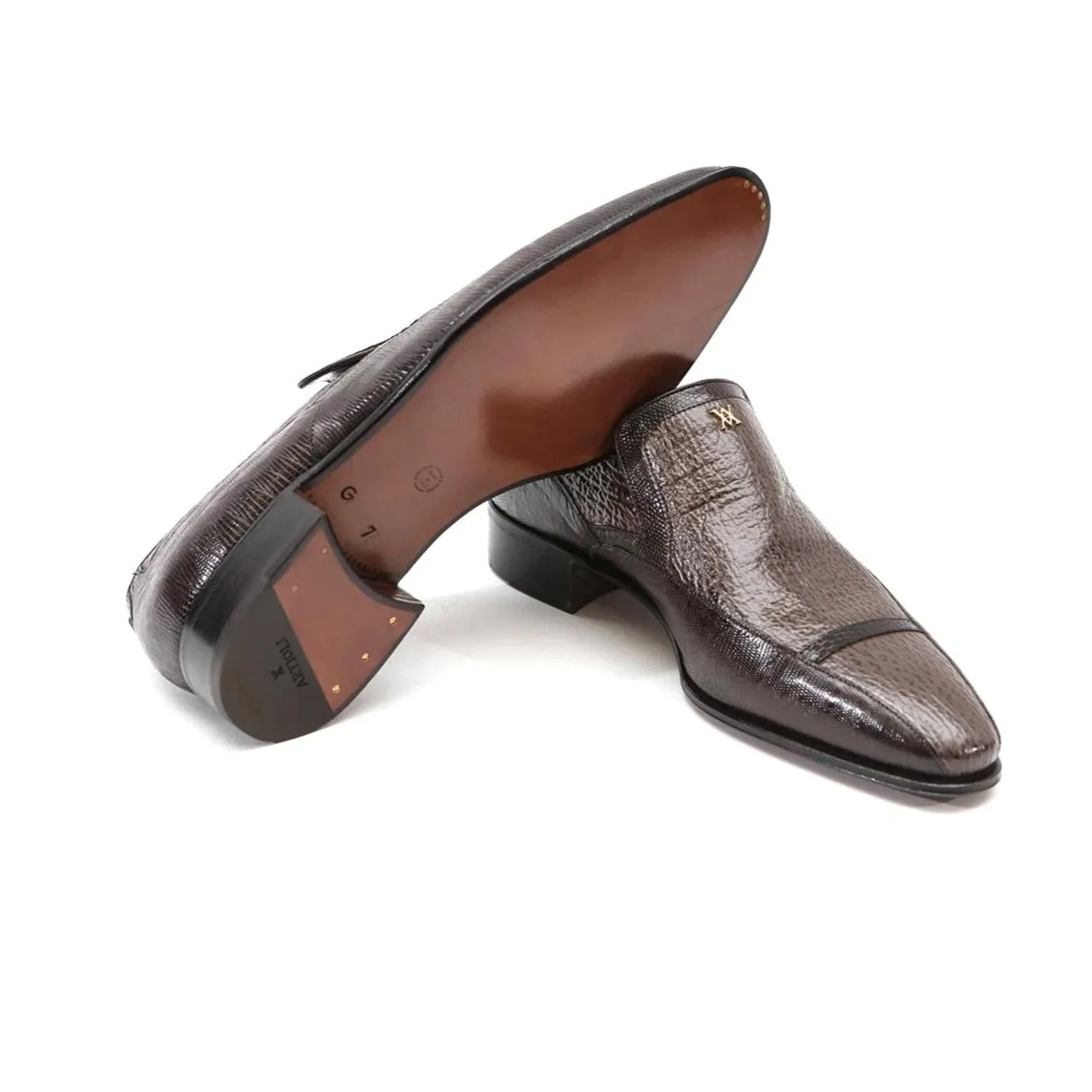 Artioli Donato Men's Shoes Exotic Shark & Lizard Cap-Toe Loafers (ART1050)