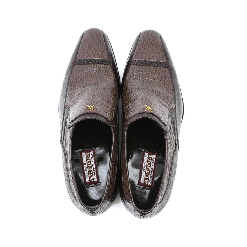 Artioli Donato Men's Shoes Exotic Shark & Lizard Cap-Toe Loafers (ART1050)