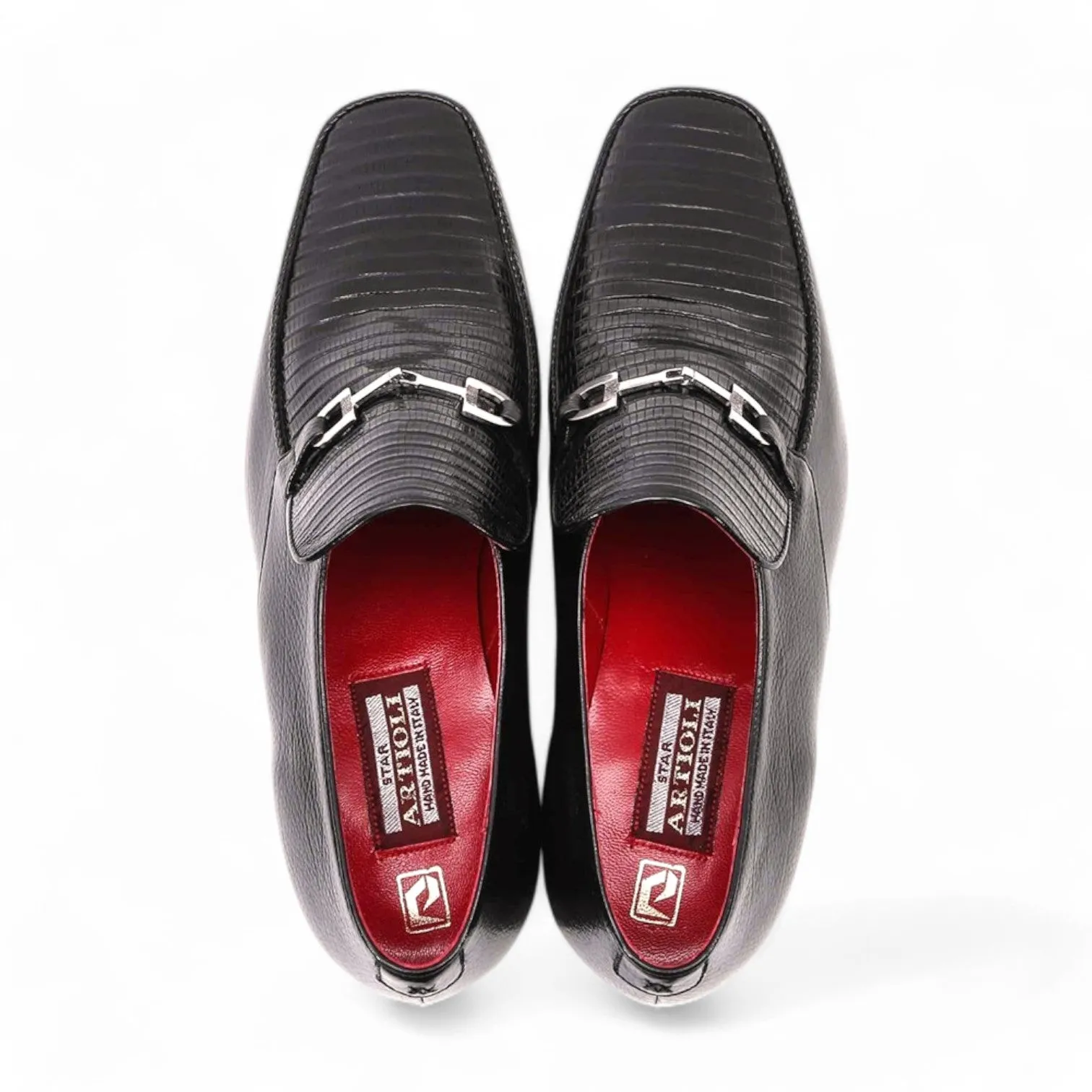Artioli Fausto Men's Shoes Exotic Lizard / Calf-Skin Leather Horsebit Loafer (ART1084)