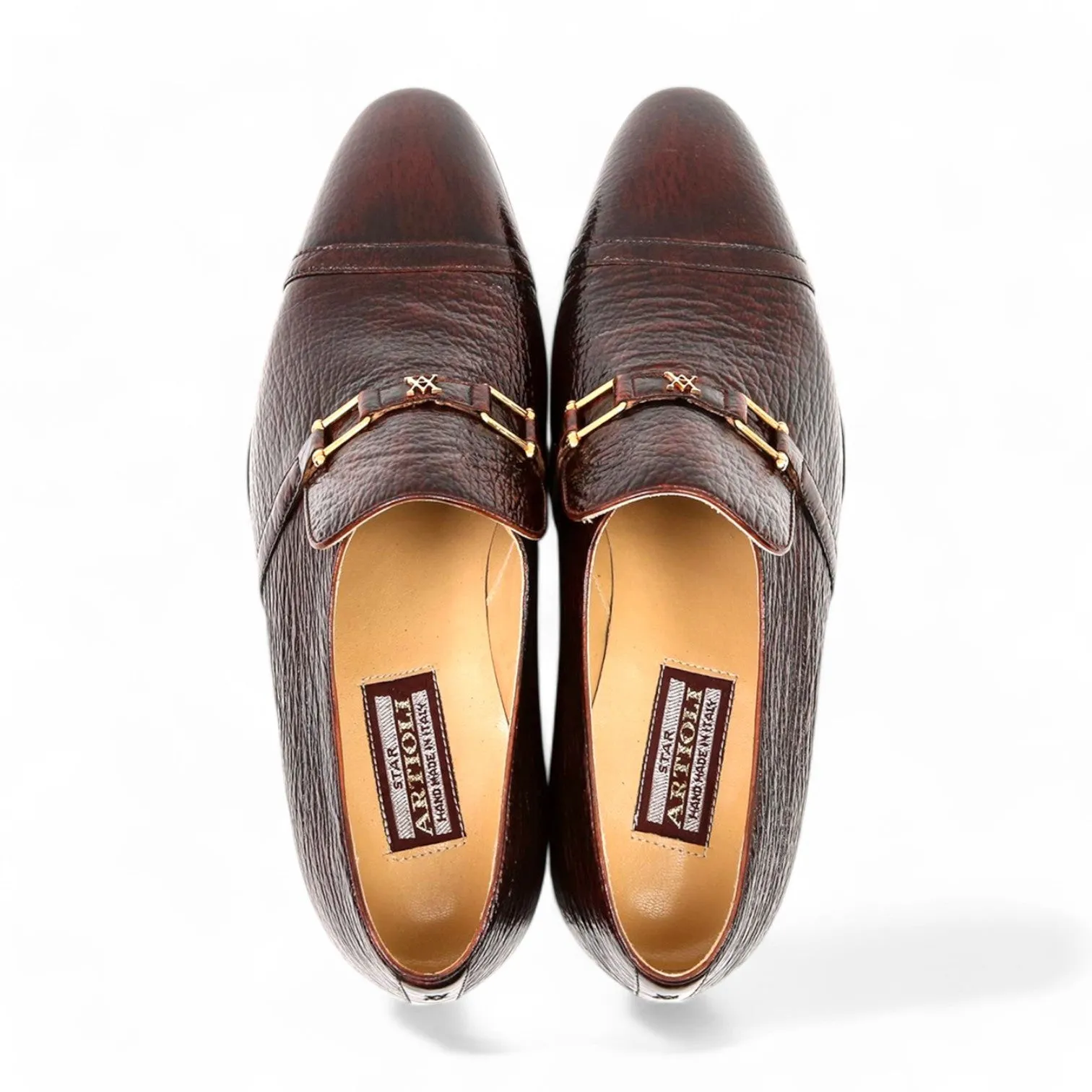 Artioli Flavio Men's Shoes Shark-Skin Leather Horsebit Loafers (ART1012)
