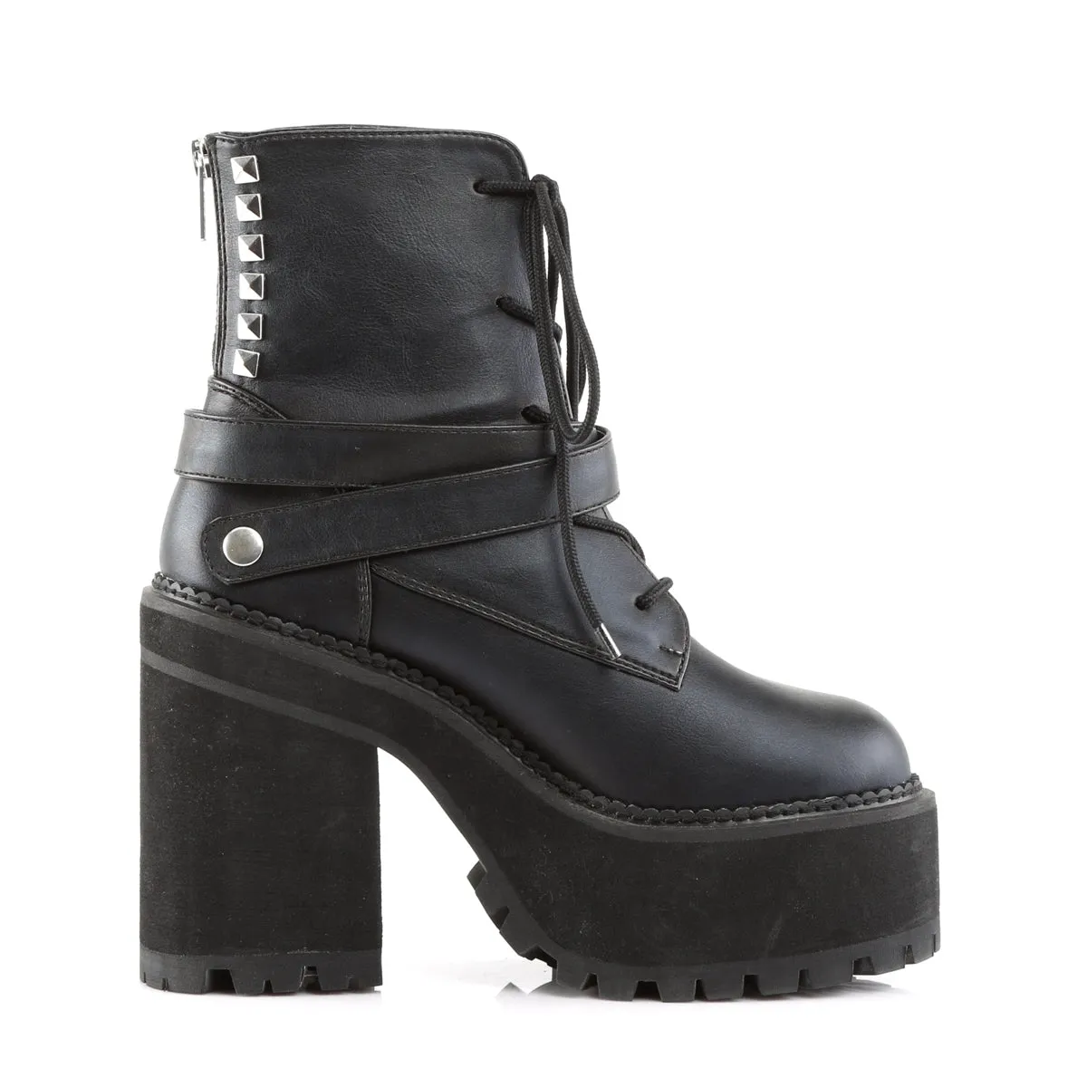 ASSAULT-101 Alternative Footwear Demoniacult Women's Ankle Boots Black Vegan Leather
