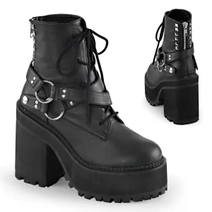 ASSAULT-101 Alternative Footwear Demoniacult Women's Ankle Boots Black Vegan Leather