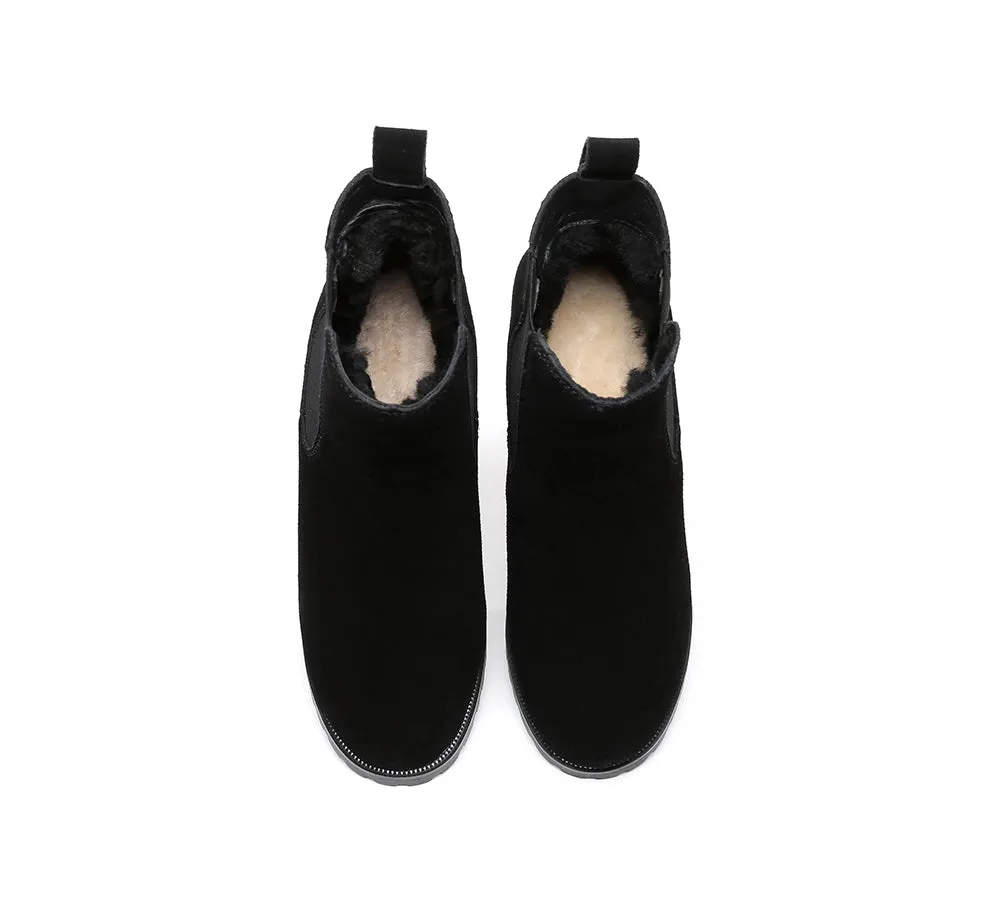 AUSTRALIAN SHEPHERD® UGG Boots Women Sheepskin Wool Block Heel Sylvia