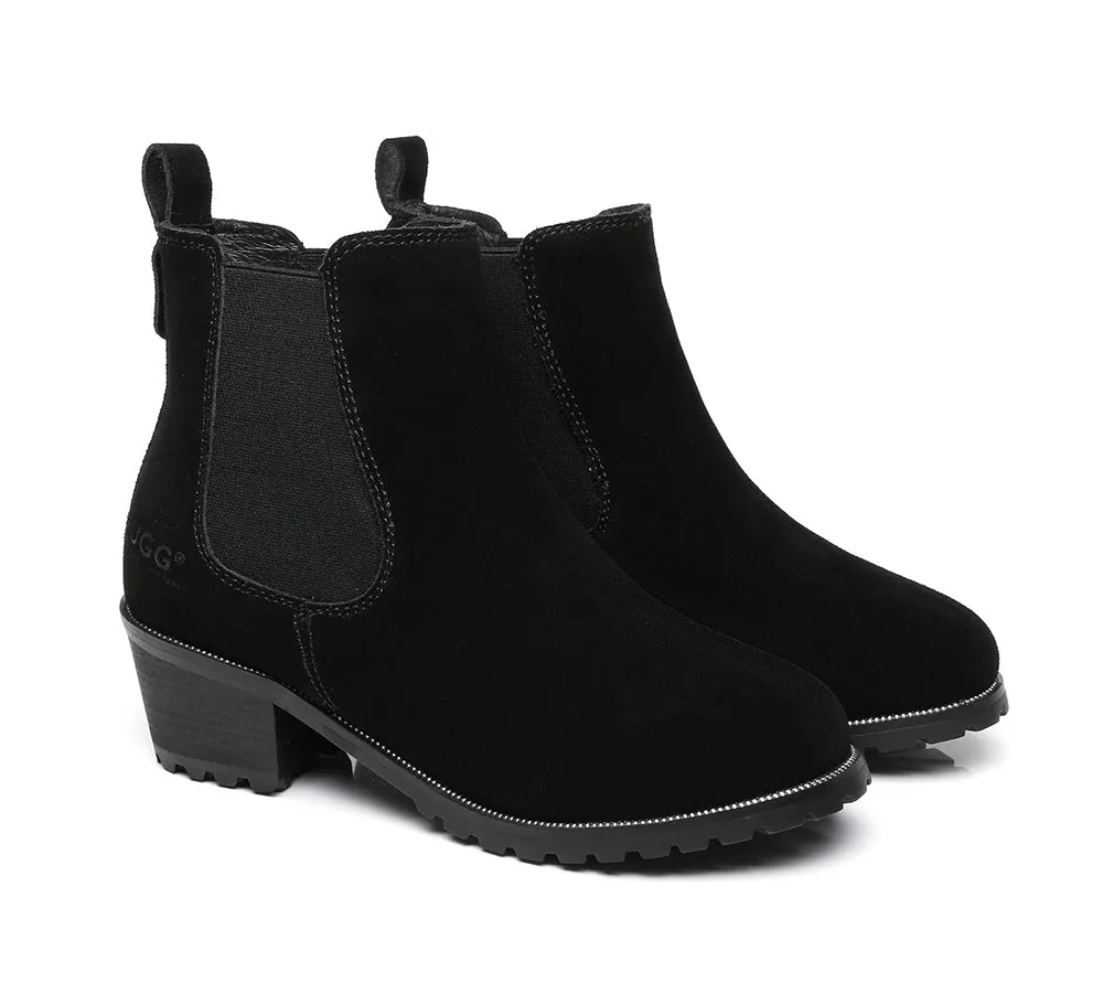 AUSTRALIAN SHEPHERD® UGG Boots Women Sheepskin Wool Block Heel Sylvia