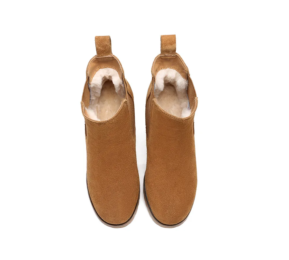 AUSTRALIAN SHEPHERD® UGG Boots Women Sheepskin Wool Block Heel Sylvia