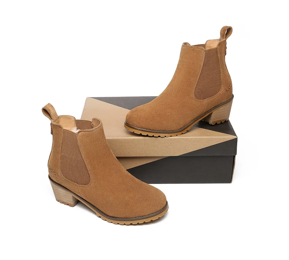 AUSTRALIAN SHEPHERD® UGG Boots Women Sheepskin Wool Block Heel Sylvia