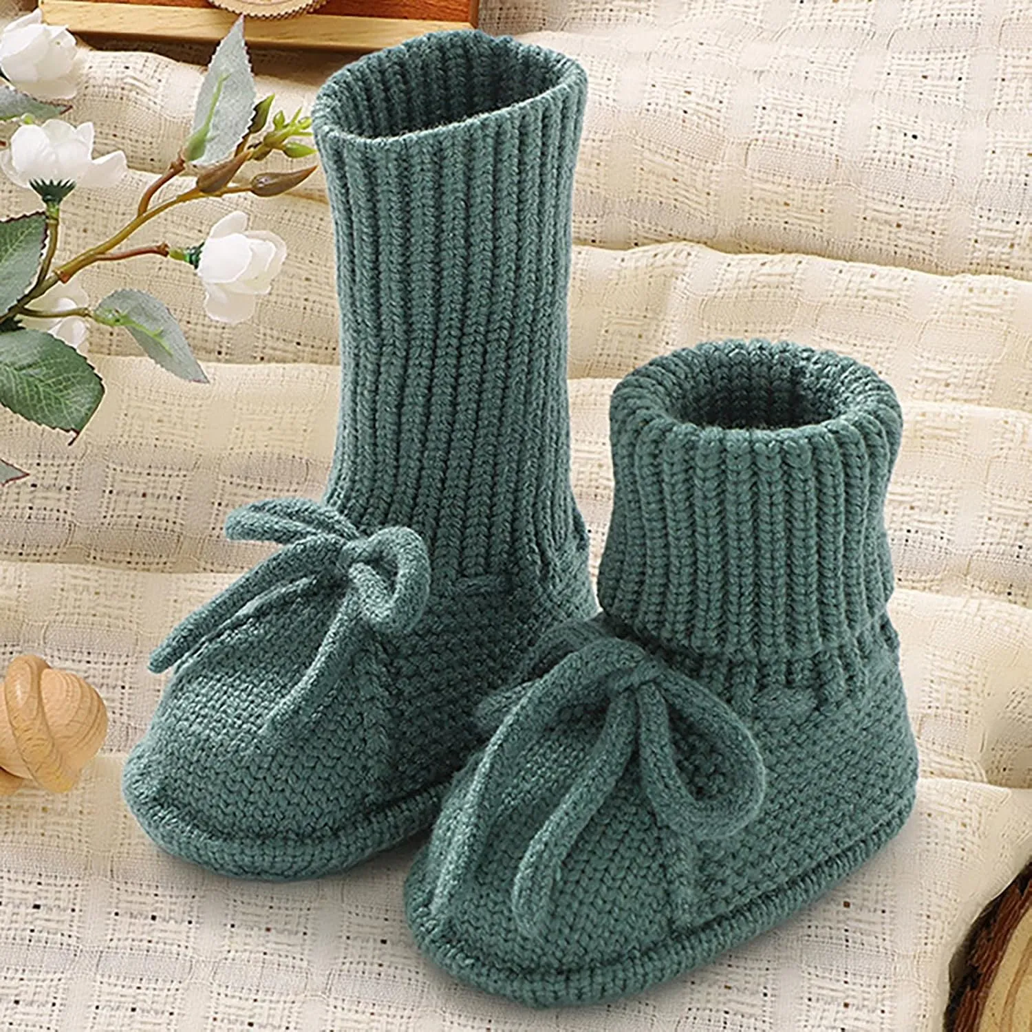 Baby Booties Newborn Sock Boots Hand Knitting Crochet Infant Boy Girl Cozy Shoes Indoor Breathable Walking Shoes