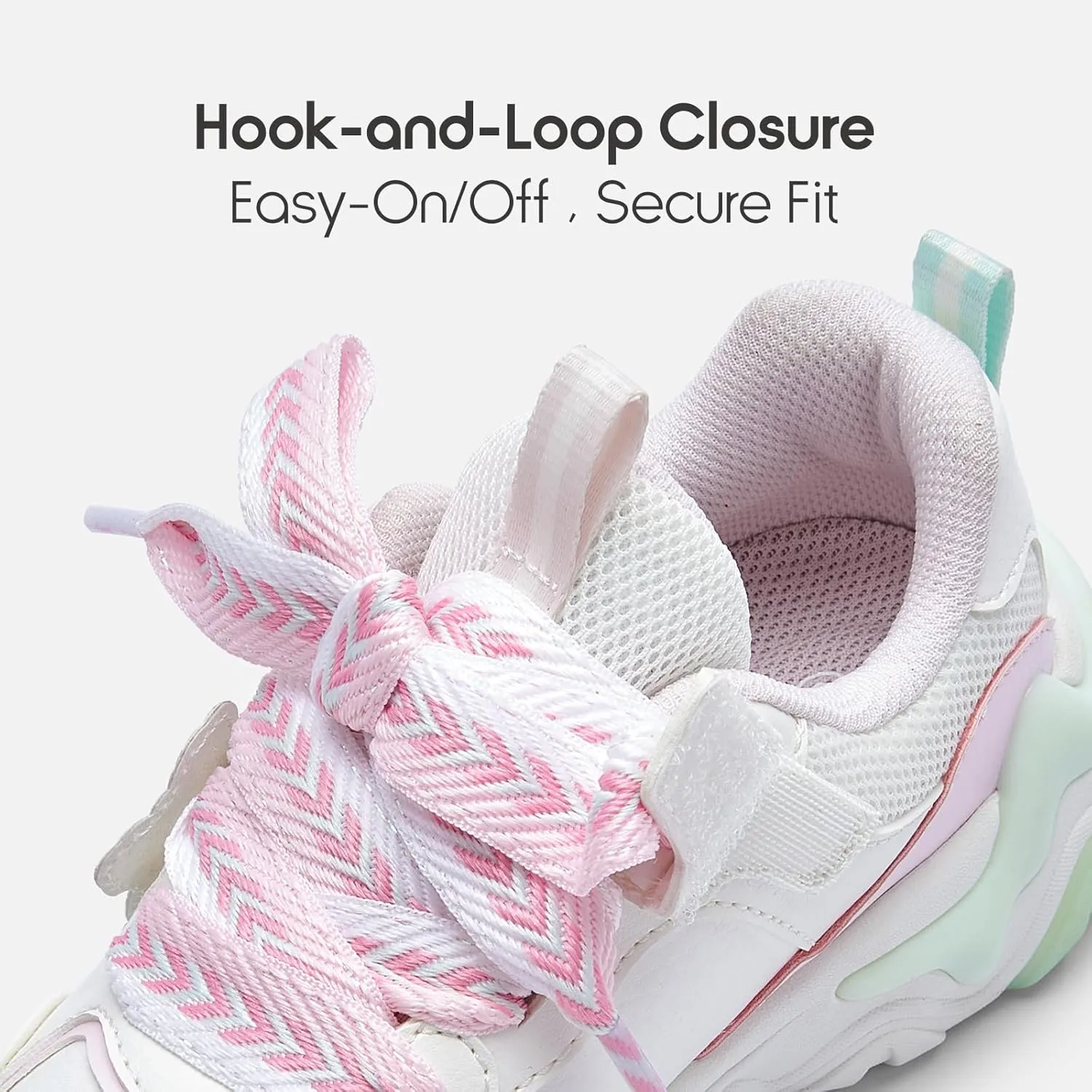 Balabala Girls Sneakers Kids Fashion Pop Shoes Breathable Sweet Cute Walking Shoes Puffy Soles Hook and Loop