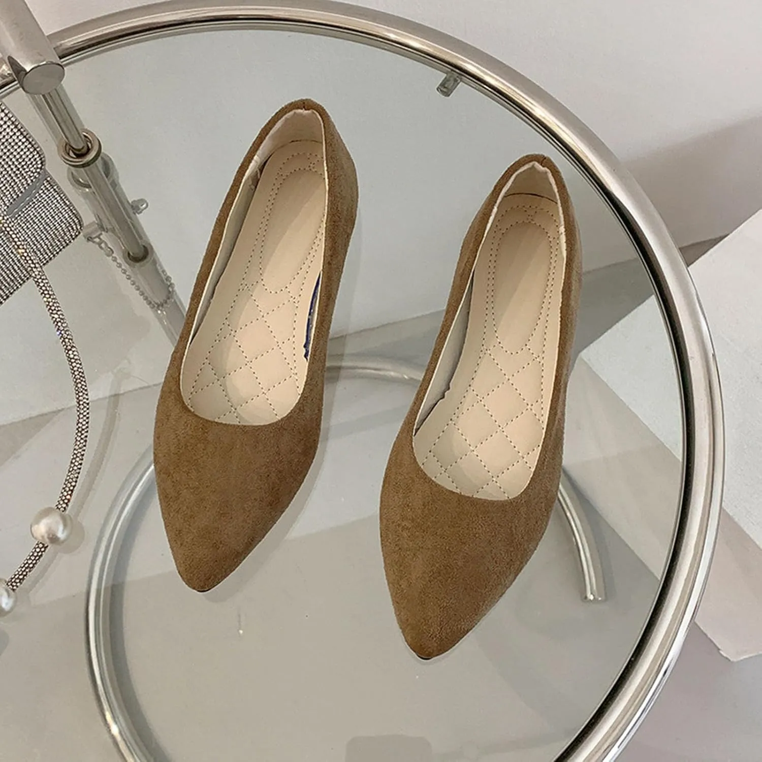Ballet Flats Shoes for Women Summer Dressy Comfortable Slip on Flat Pointed Toe Shoes for Women Mary Jane Shoe Womens Flats