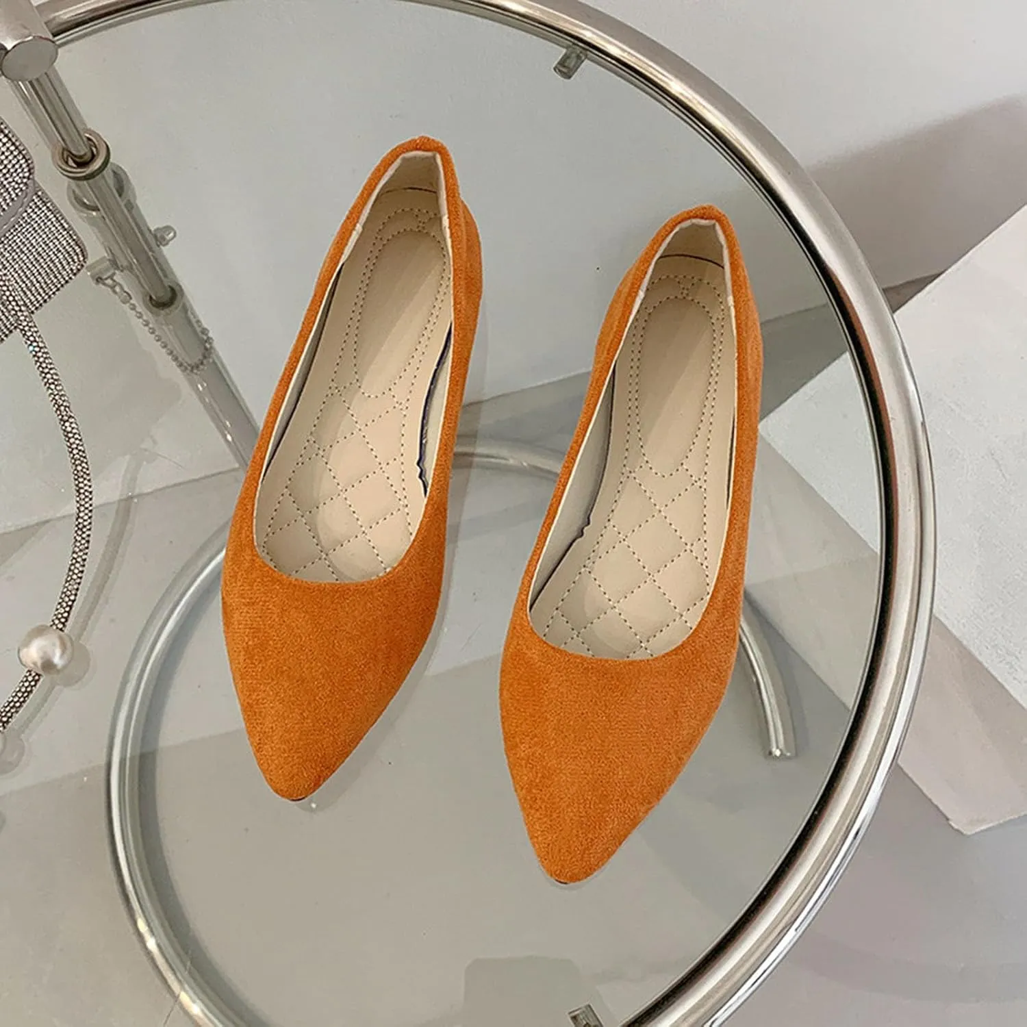 Ballet Flats Shoes for Women Summer Dressy Comfortable Slip on Flat Pointed Toe Shoes for Women Mary Jane Shoe Womens Flats