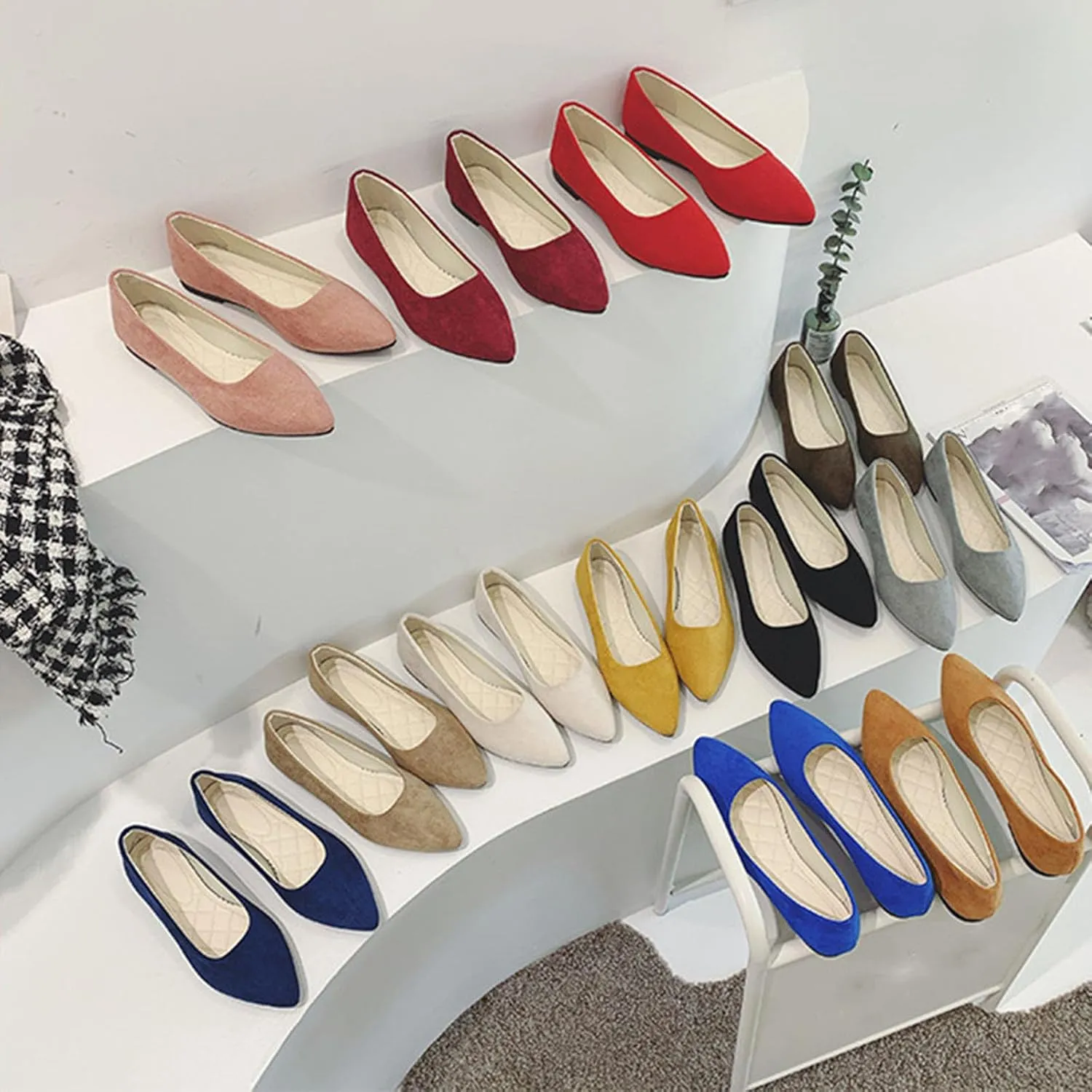 Ballet Flats Shoes for Women Summer Dressy Comfortable Slip on Flat Pointed Toe Shoes for Women Mary Jane Shoe Womens Flats