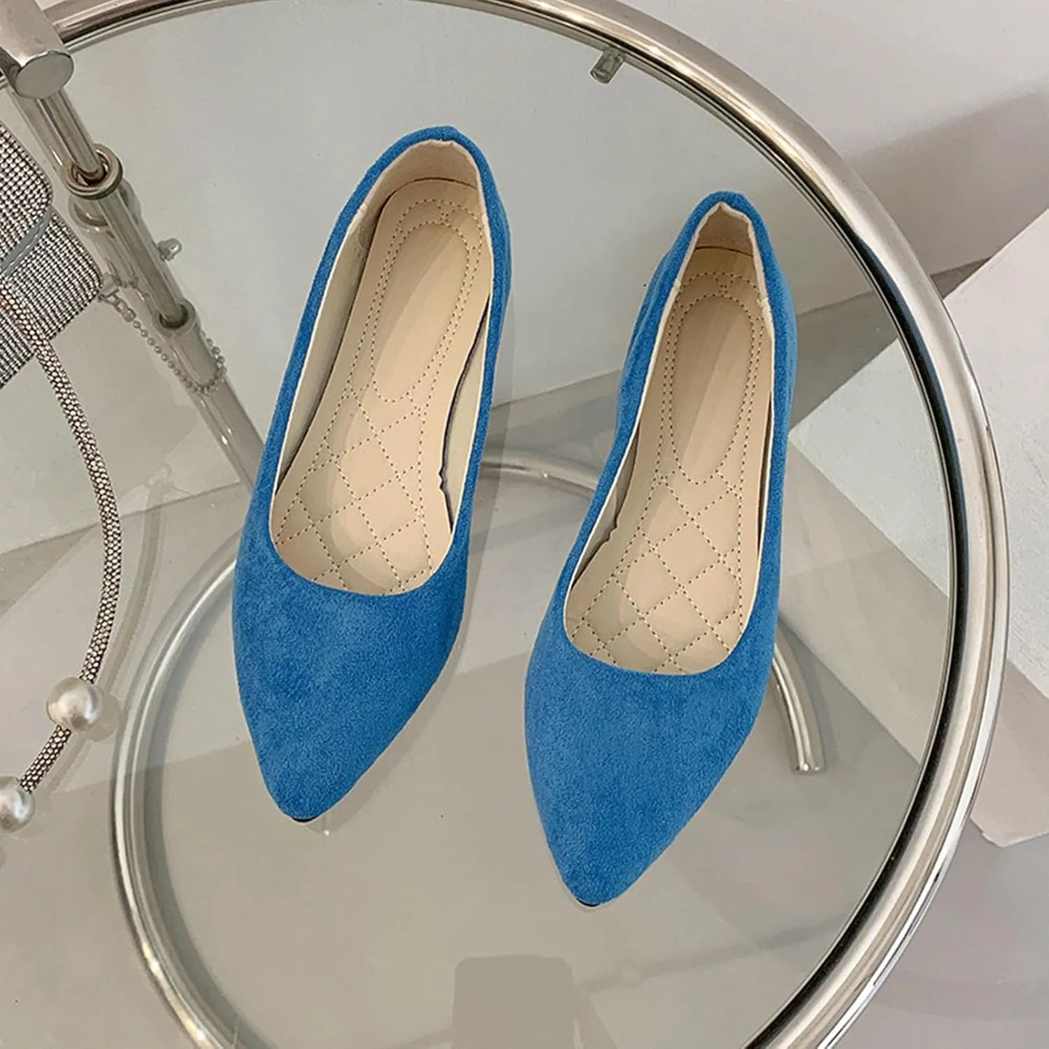 Ballet Flats Shoes for Women Summer Dressy Comfortable Slip on Flat Pointed Toe Shoes for Women Mary Jane Shoe Womens Flats