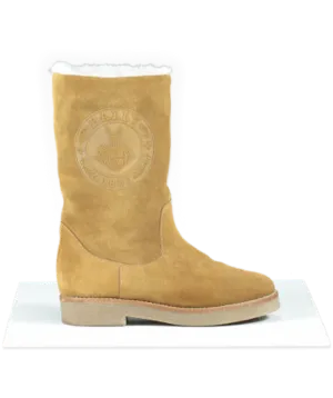 Bally Brown Tan Suede Shearling Logo Boots UK 3 / 3.5 👠