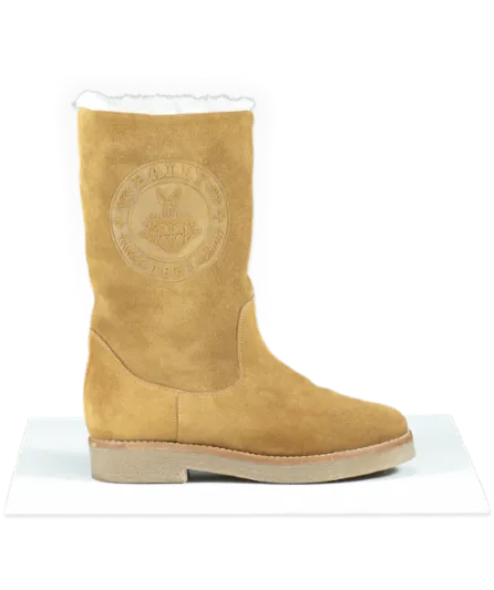 Bally Brown Tan Suede Shearling Logo Boots UK 3 / 3.5 👠