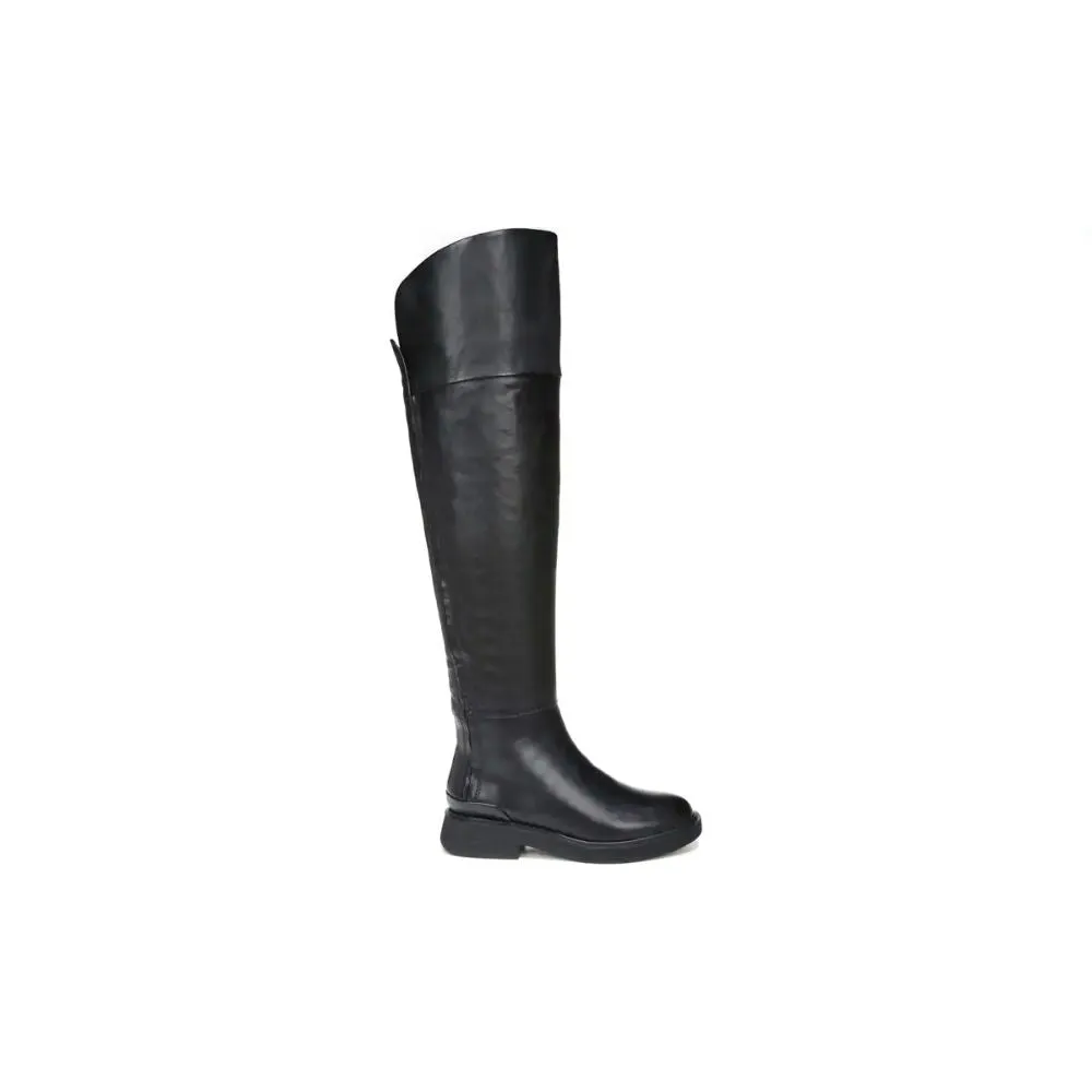 Battina Black Leather Wide Calf Franco Sarto Tall Boots