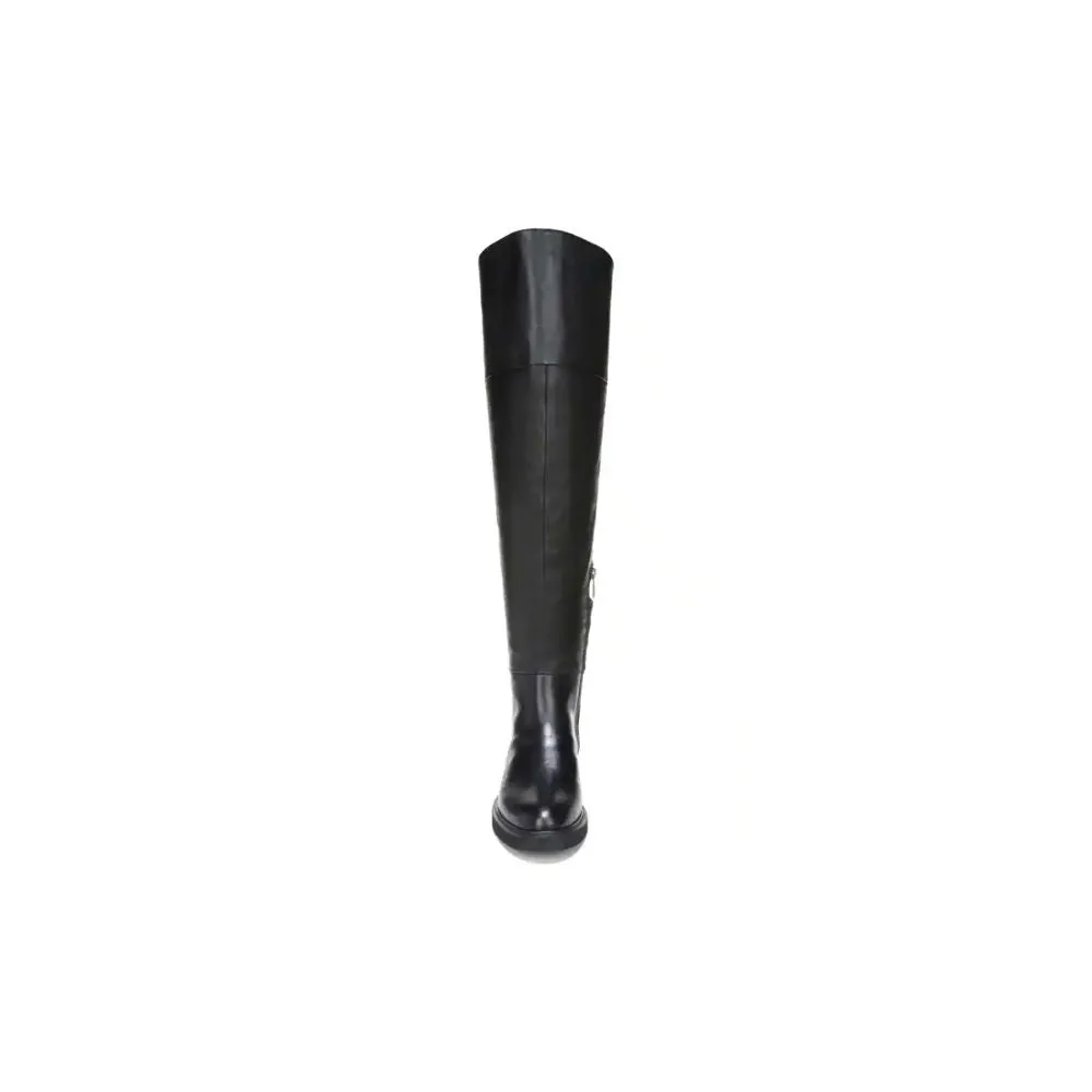 Battina Black Leather Wide Calf Franco Sarto Tall Boots