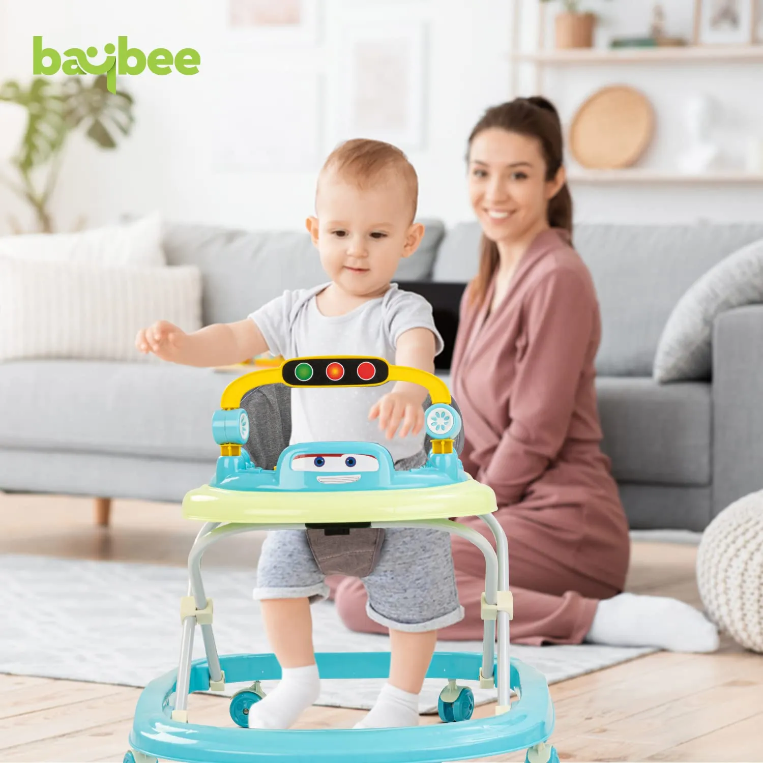 Baybee Luno Baby Walker for Kids with 3 Height Adjustable, Tray & Removeable Musical Toys