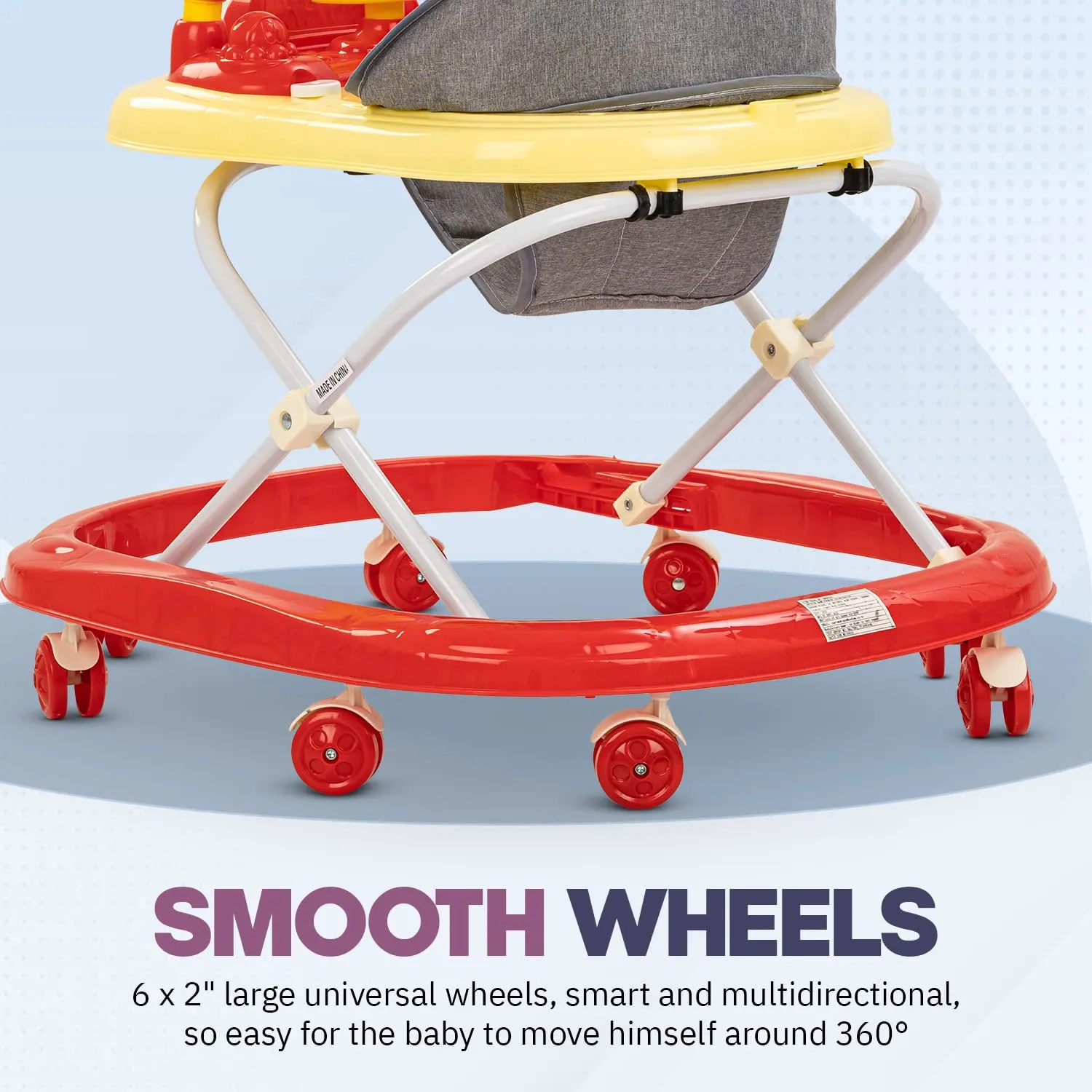 Baybee Luno Baby Walker for Kids with 3 Height Adjustable, Tray & Removeable Musical Toys